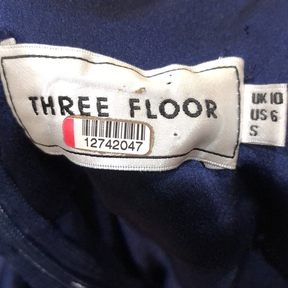 Three Floor Brigitte Jumpsuit Size US 6 Small Navy Blue Satin Ruffle Bell Sleeve - Picture 6 of 11